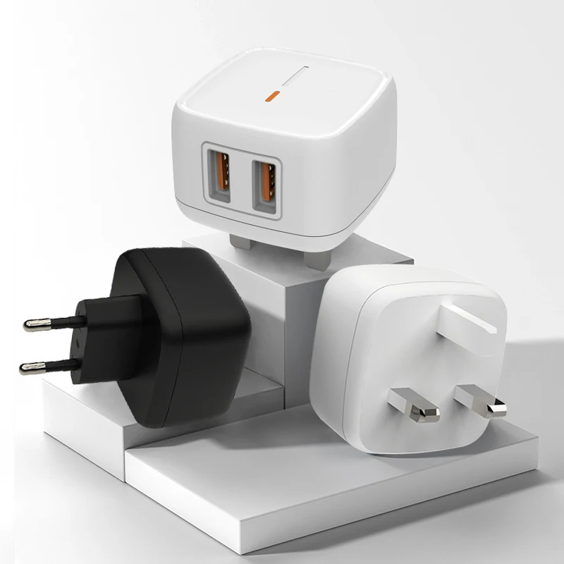 UK EU Plug 5V 2.4A Mobile Phone USB C Travel Fast Charger Wall Power Adapter For Iphone Dual Socket Ports Adapter Charger Head