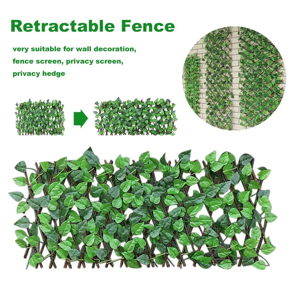 
Retractable Artificial Garden Fence Expandable Faux 40cm Ivy Privacy Fence Wood Vines Climbing Frame Gardening Plant Home 