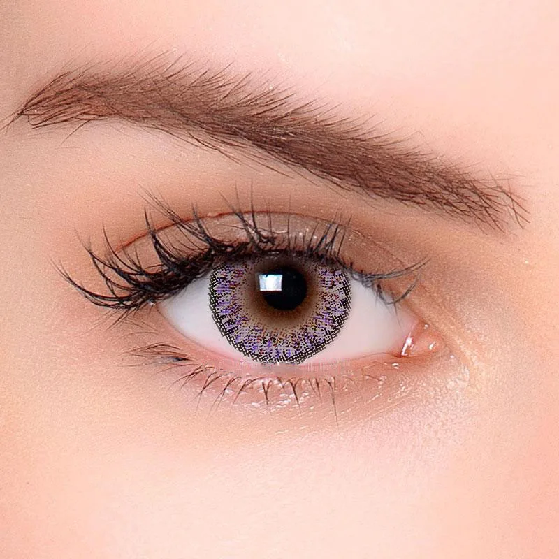 Qf09 Contacts Lens Colored Eyes Colour Contact Lenses Yearly Soft Natural Wholesale Three Tone Purple Jolly Face Two Pieces