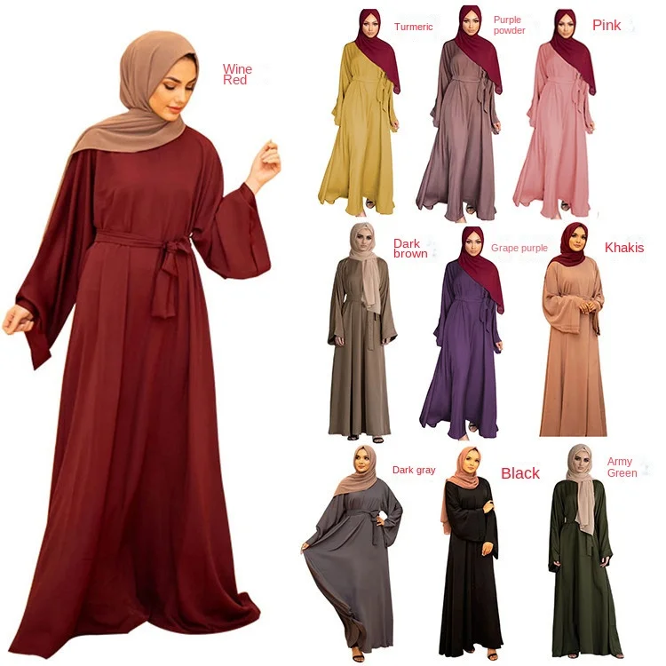Модный однотонный материал Nida Jilbab Maxi эластичный рукав труба черный белый простой Abayas от Dubai женщин 2021
