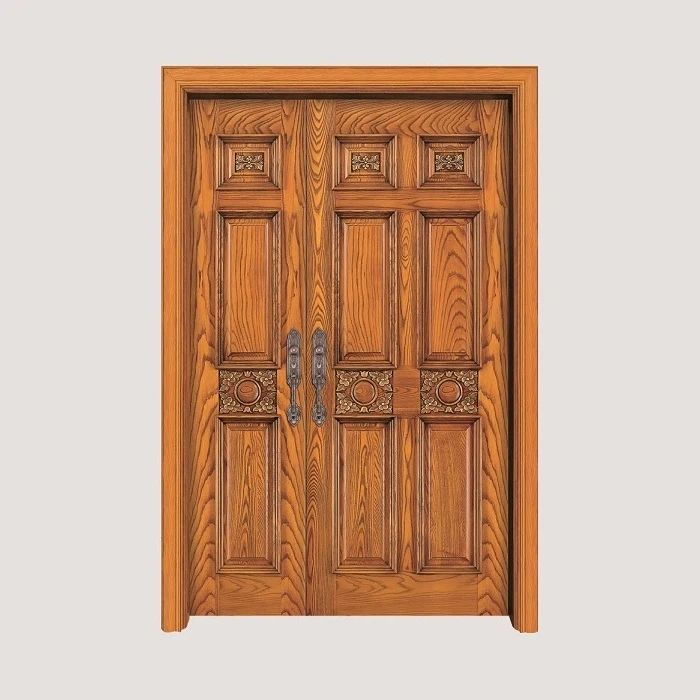 Outside door solid wooden double door for villa luxury entry wood door