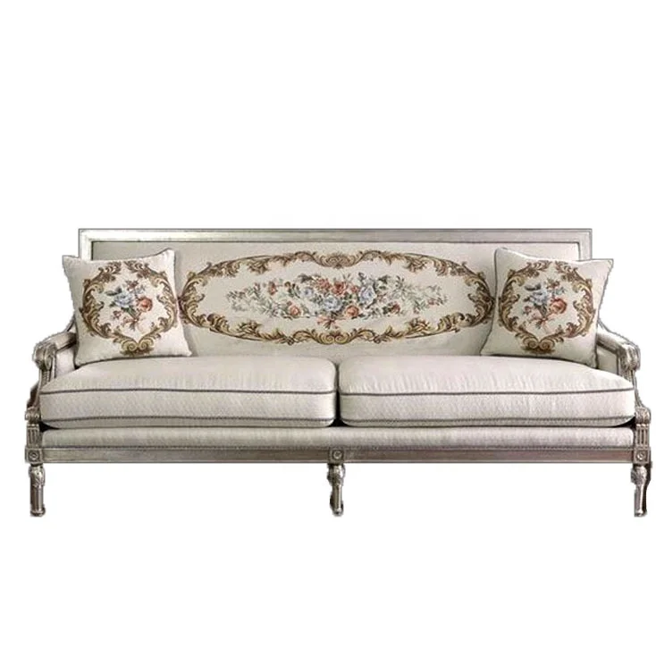 High Quality classical antiqued wooden frame couch sofa set furniture living room
