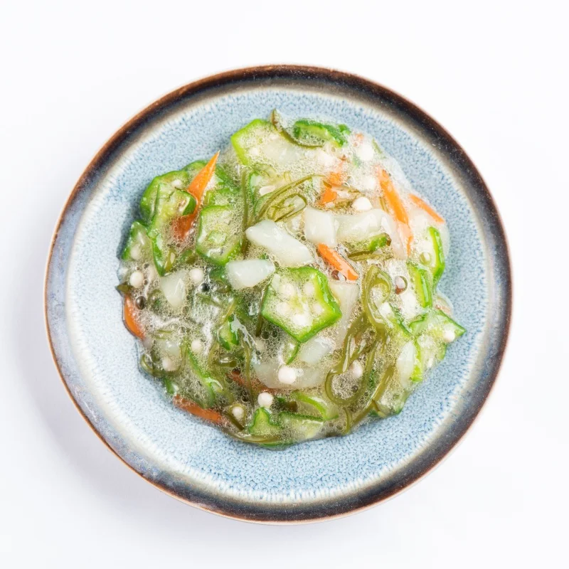 Delicately Prepared Seafood snacks Premade Marinated Okra with Squid Suitable For Upscale Restaurants And Fine Dining Occasions