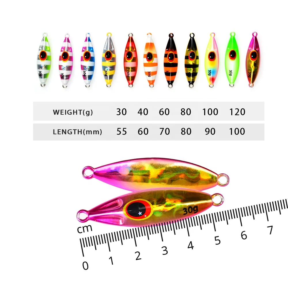 New Hot Sale  30g 40g 60g 80g 100g 120g Fishing Jig Luminous Metal Jigs Jigging Lure Bee Lead Bait Saltwater Lures