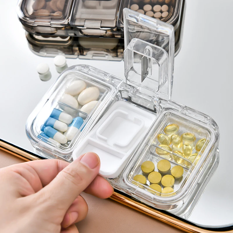 2022Wholesale clear plastic tablet cutting box for home and travel  pill storage