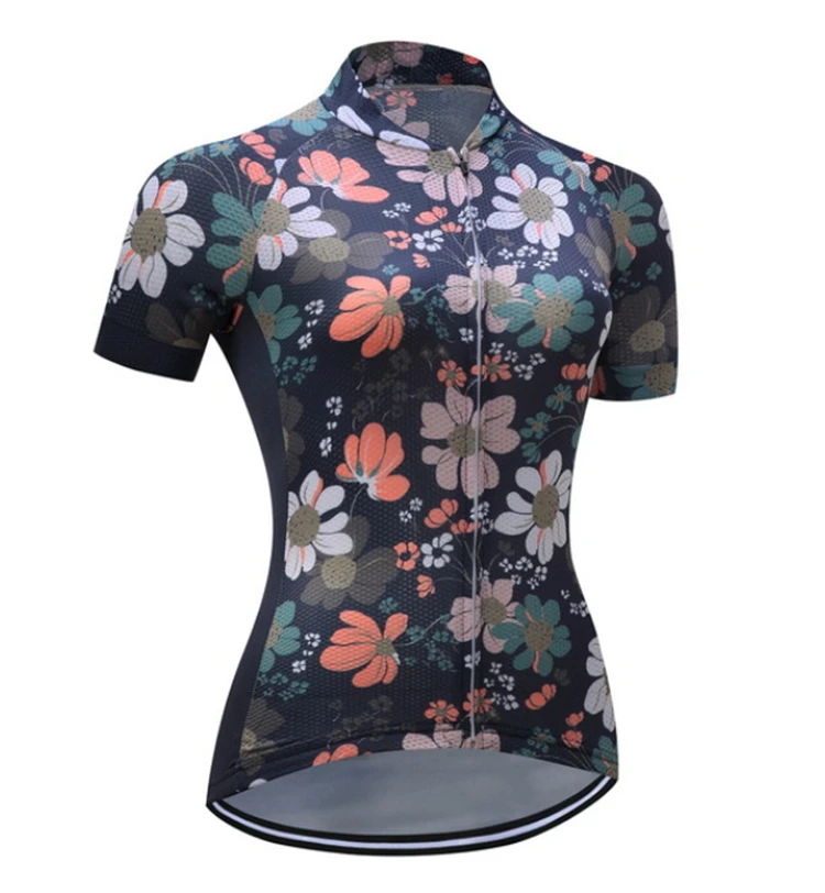 Women Cool Cycling Jersey Set Flower Short Sleeve Sportswear Polyester Summer Bike Cycling Clothing 3D Padded Bicycle Shorts