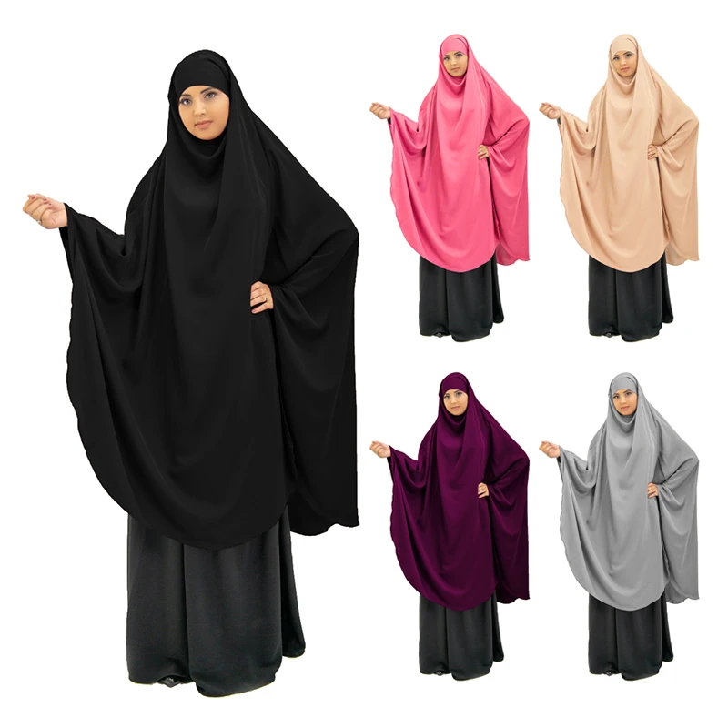 Manufacturer New Islamic Clothing Design Solid Color Jilbab Khimar Ramadan Prayer Abaya Hijab Dress