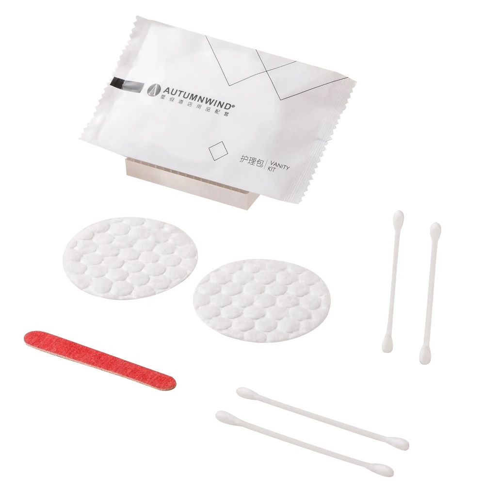Оптовая продажа, набор туалетных принадлежностей для гостиничного спа-салона, одноразовый туалетный набор с ватными палочками для лица