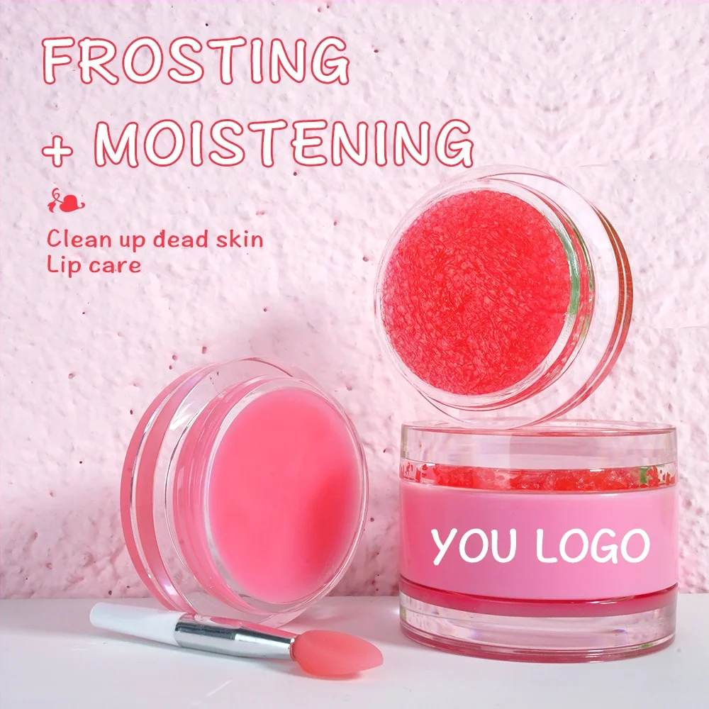 Custom Logo 2 in 1 Vegan Fruit Sugar Lipscrub Exfoliating Smooth Brightening Lip Scrub and Balm Set