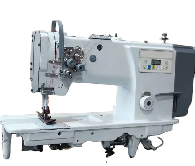EXLION High quality double needle leather heavy duty walking foot lockstitch industrial sewing machine with direct drive motor