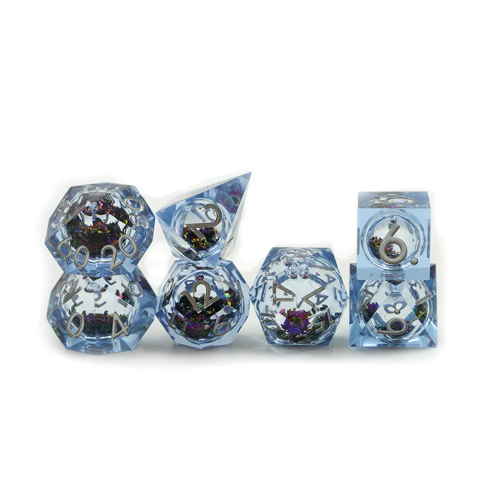Liquid Heart Filled Core Dice With Sharp Edge Glitter Inclusions For Dungeons And Dragons Dice With Sparkling Center