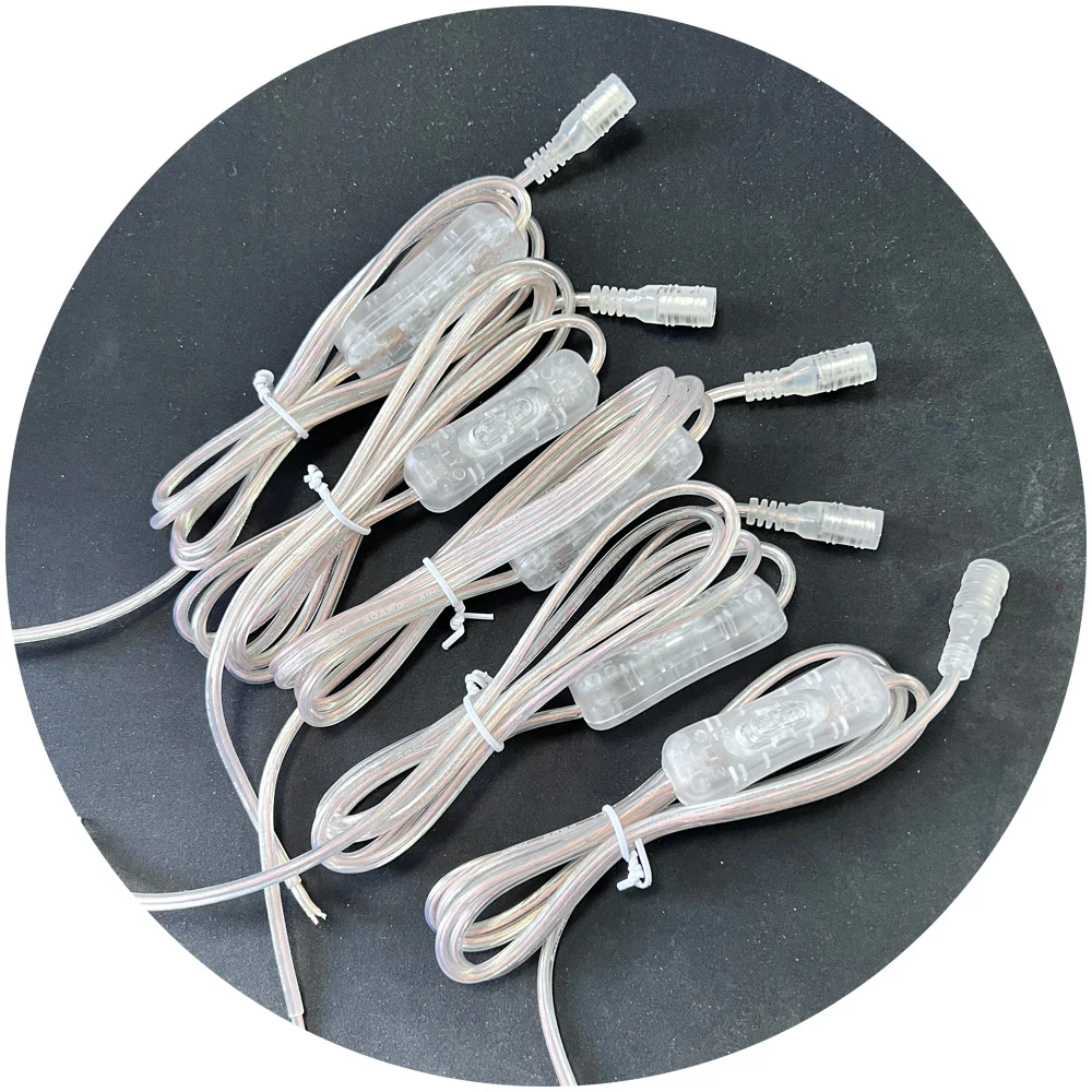 led neon light  transparent 1.5m 5521 DC connector wire with 304 switch for led light