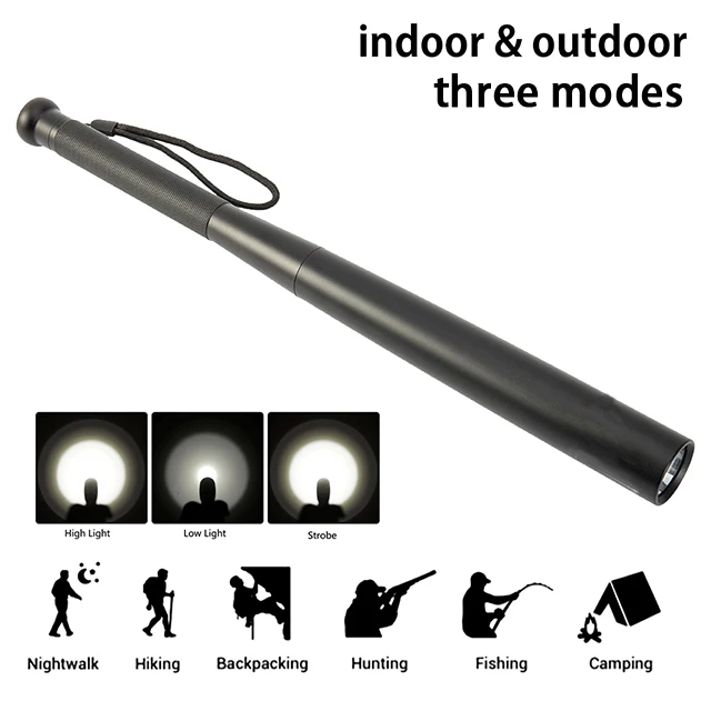 Cross-border Aluminium Long Range Baton Military-grade Weapons Baseball Flashlight For Patrol