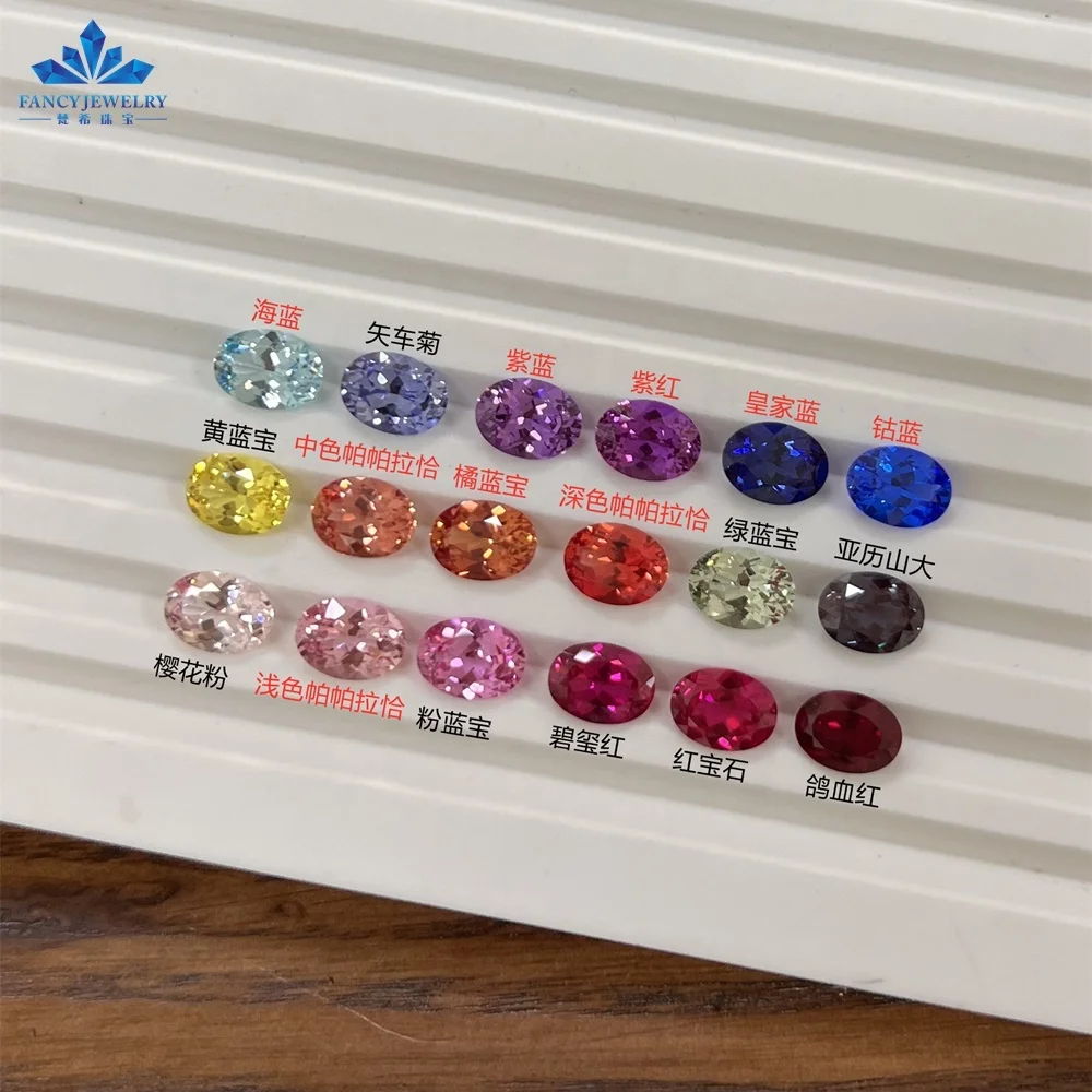 Wholesale Lab Grown Sapphire Gemstone 6x8mm 8x10mm Oval Cut Synthetic White/Pink Emerald Jewelry Making Colorful Loose Sapphire
