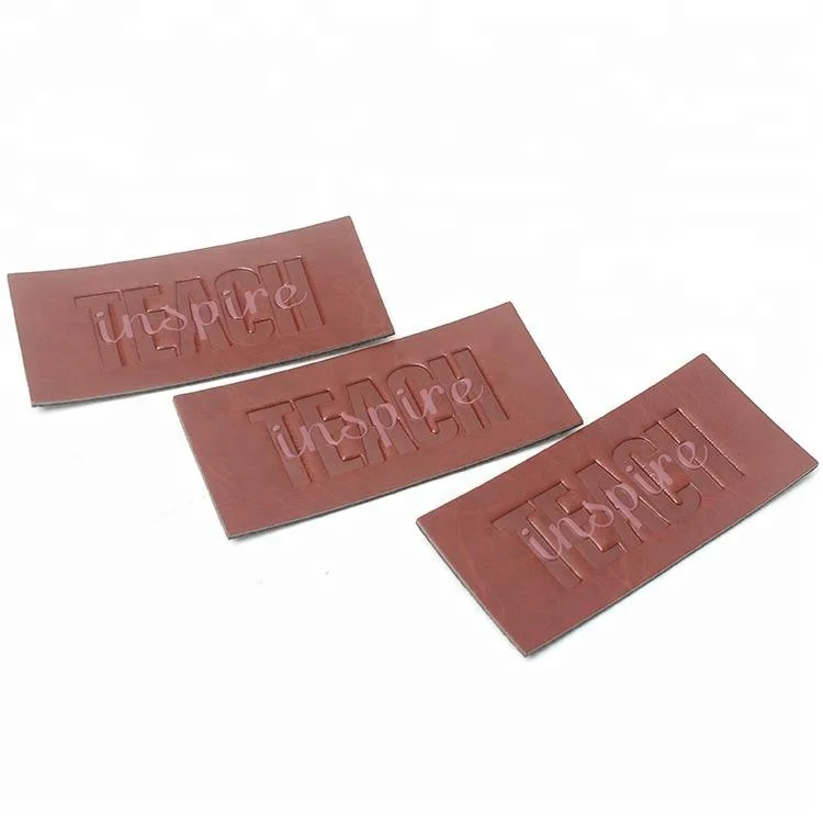 Wholesale High Quality New Design Custom Printed Debossed Name Logo PU Leather Patches for Hats