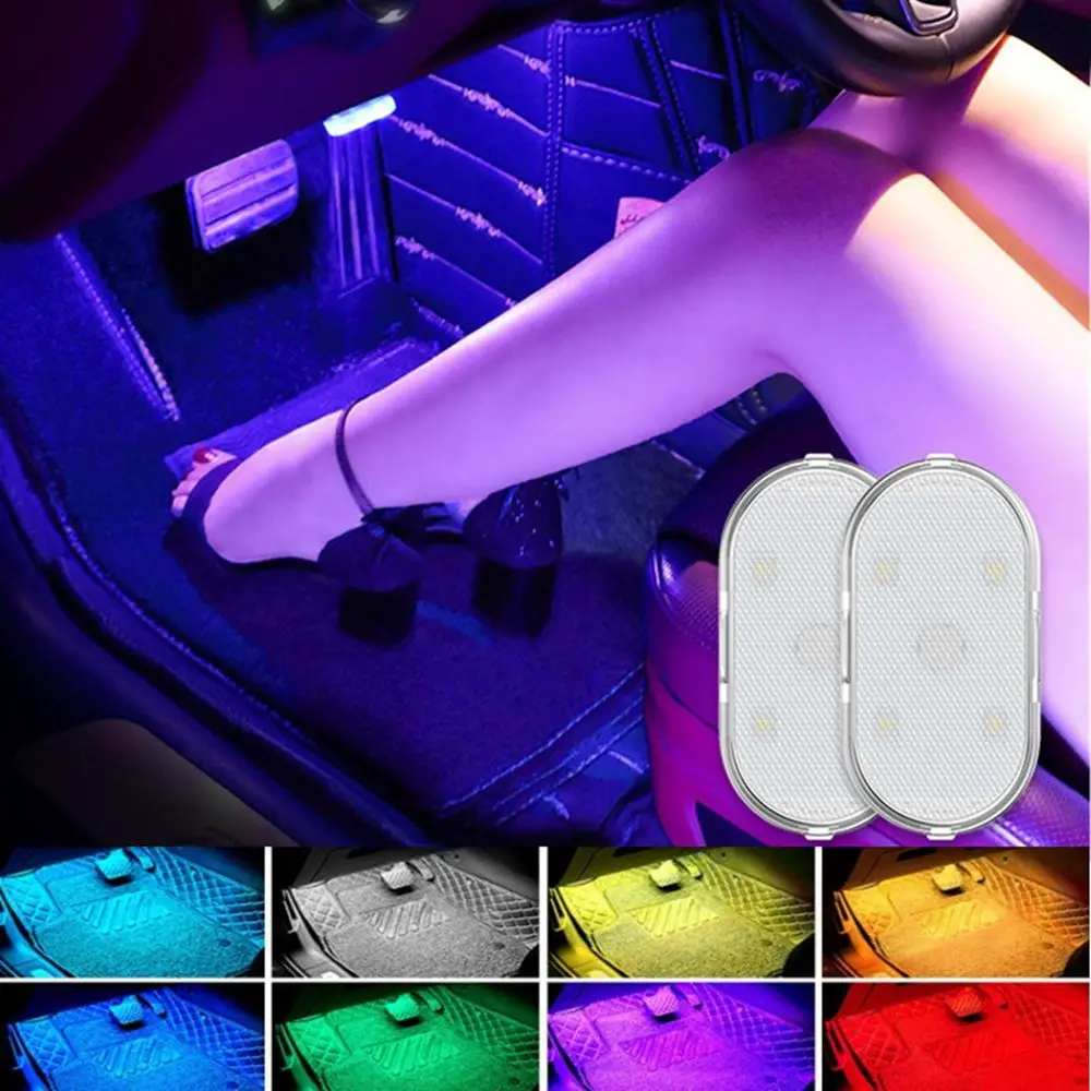 Rgb Voice Touch Control Led Interior Light  Atmosphere Ambient Light For Cars Magnetic Wireless Music 6 Beads USB rechargeable