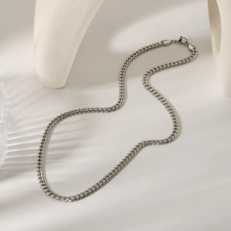 Chunky Cuban Curb Link Chain Stainless Steel Color Chocker Hip Pop Double Layer Thick Miami Cuban Chain Necklace Jewelry