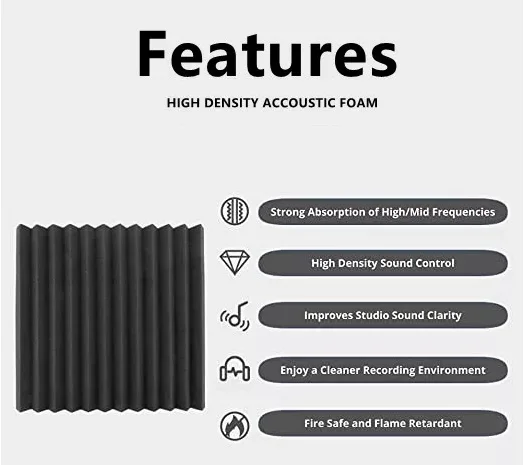 Black Studio Soundproof Sound-absorbing Panel Bevel Acoustic Foam