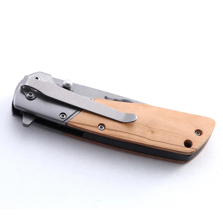  Olive wood handle with bear 3D printing blade camping survival knife stainless steel