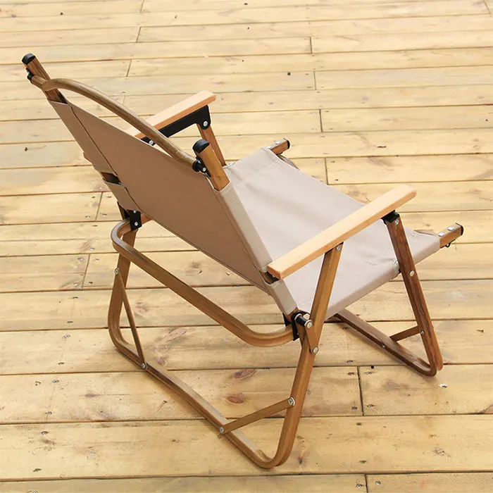 Outdoor Wood Grain Aluminum Stool Wooden Handrail Folding Camping Chairs