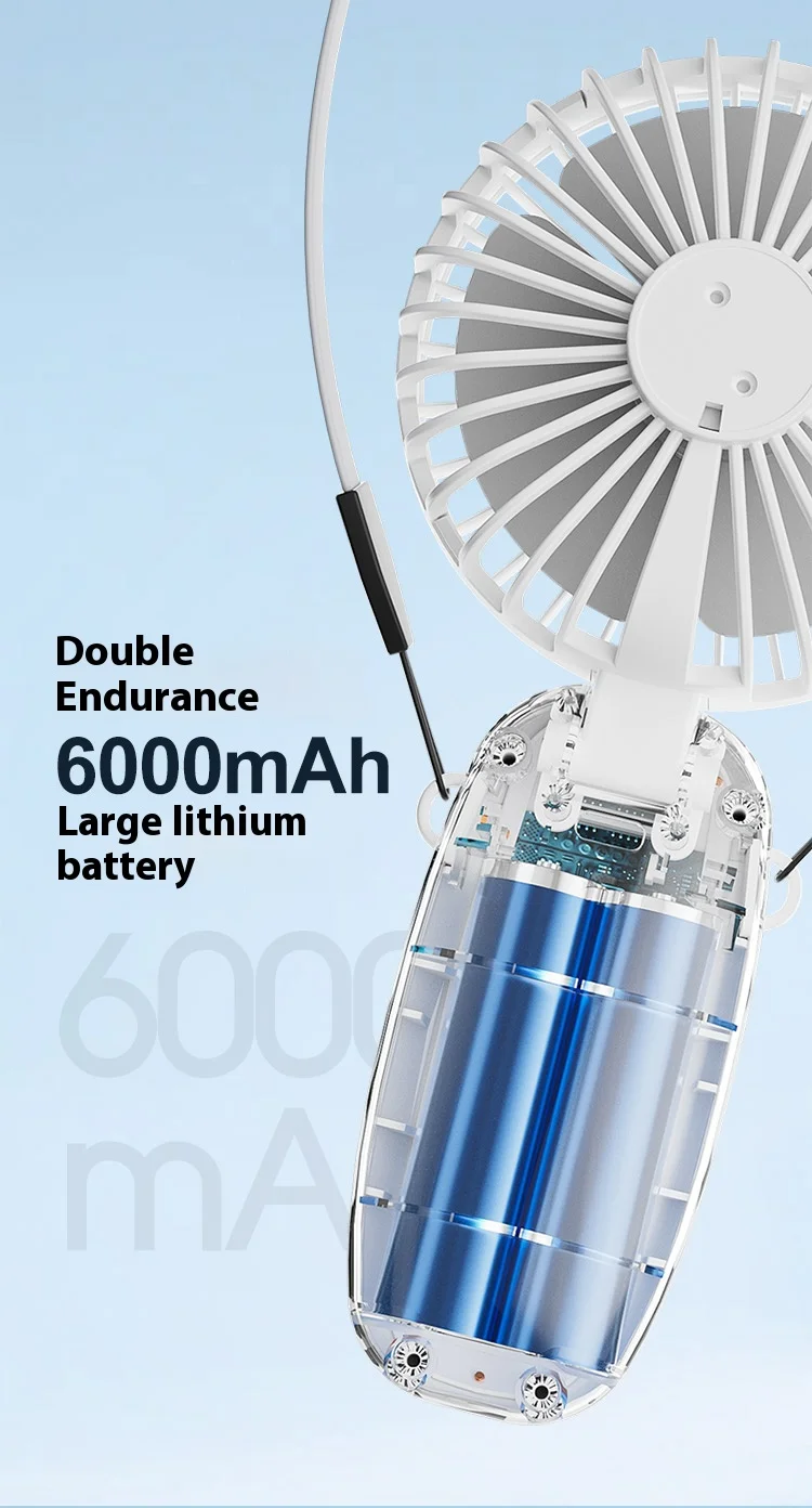 2024 Rechargeable Air Circular Hand Fan Outdoor 1200mAh Handheld Portable Foldable Electric Mini Fan