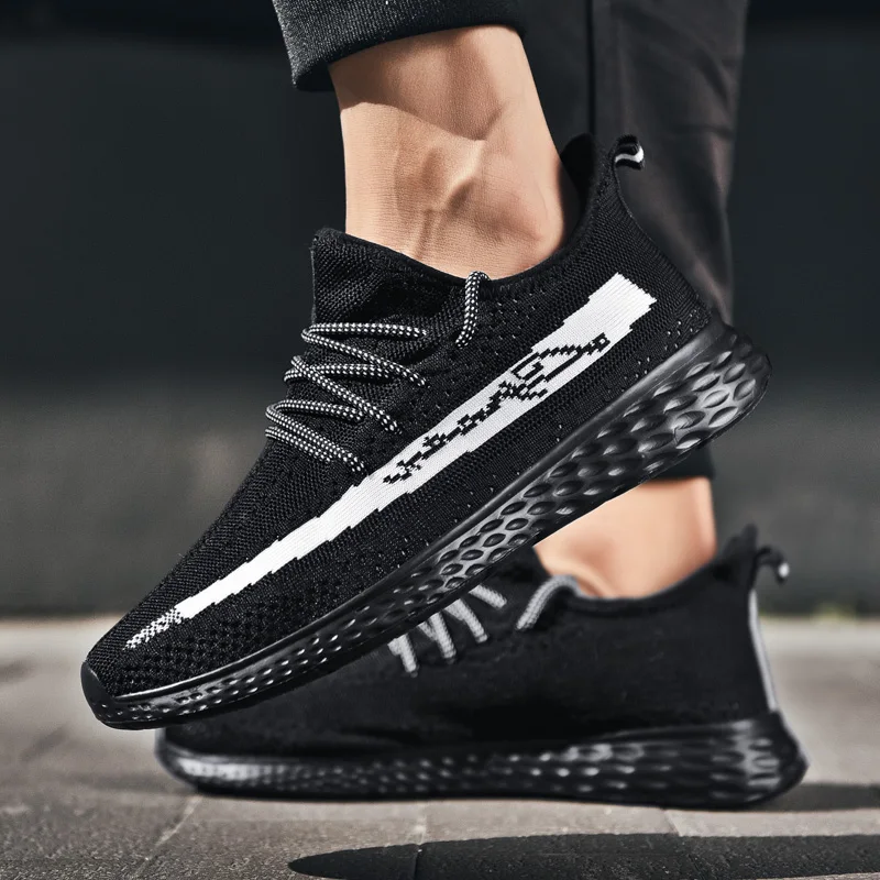 Amazon hot selling Stylish Newest design Protective height increasing fly knit big size men yeezy sneakers running sport shoes