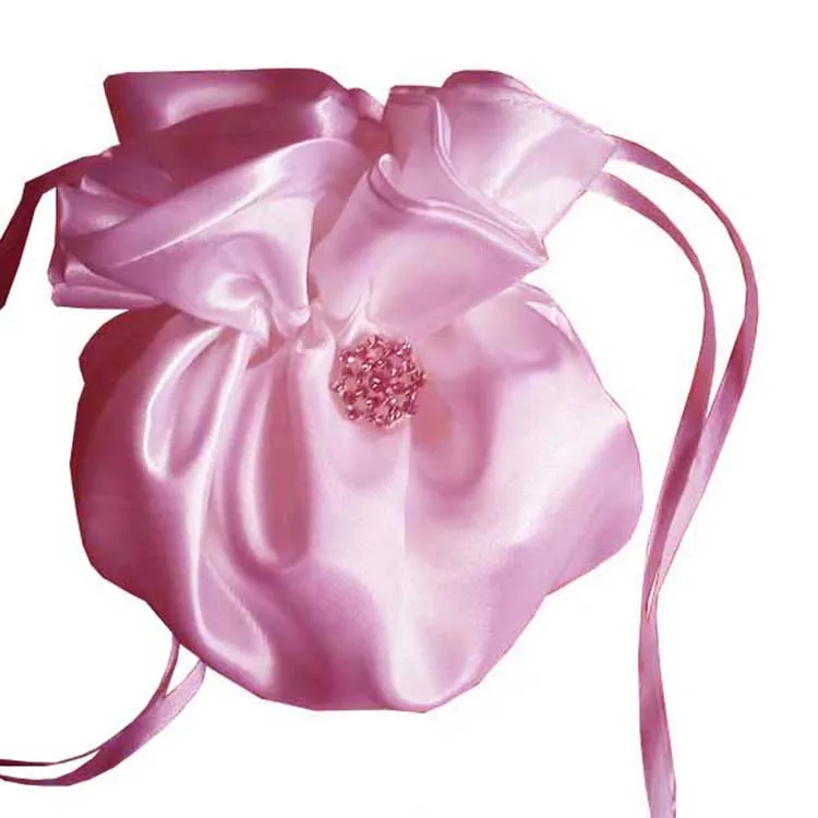 Белая атласная сумка-тележка с украшением из страз