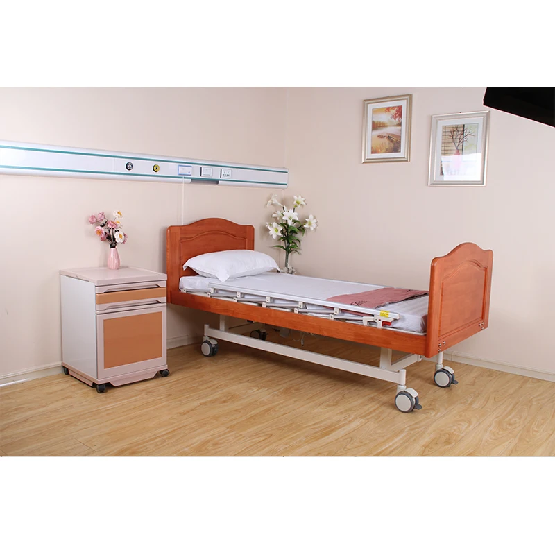 Factory Price Medical Furniture with 3 Motors for Sale, 3 Function Hospital Electric Medical Bed with Wood Head-Foot Board