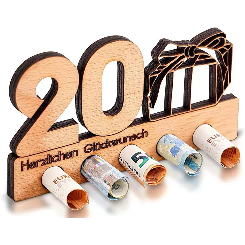 PAFU Wooden Birthday Money Holder for Cash Gift 18th 30th 60th Birthday