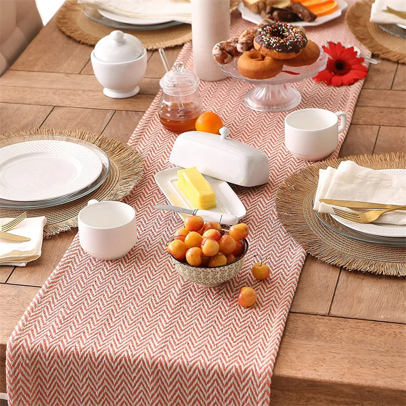 2022 hot selling hand-woven fringed tablecloth Bohemian striped coffee tablecloth