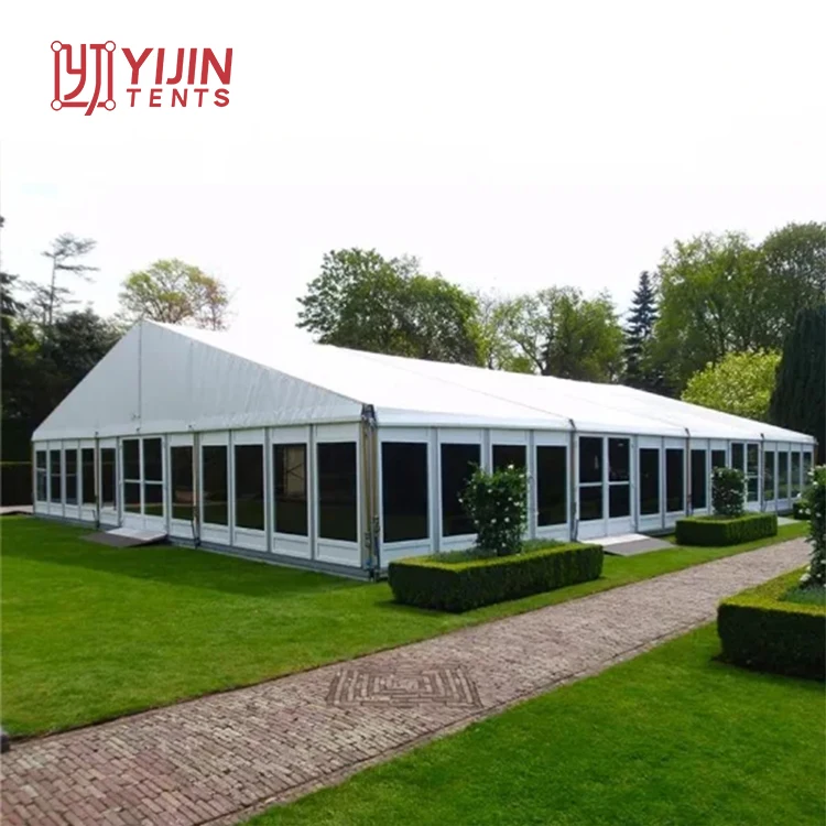 Simple design 15m x20m large aluminum marquee wedding airconditioned tent 300 places with lining c