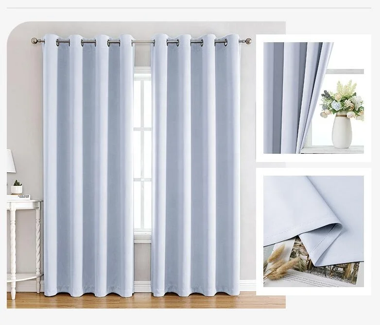 American style Living Room Darkening Solid Color Thick polyester Blackout Window Blinds Blackout Curtains