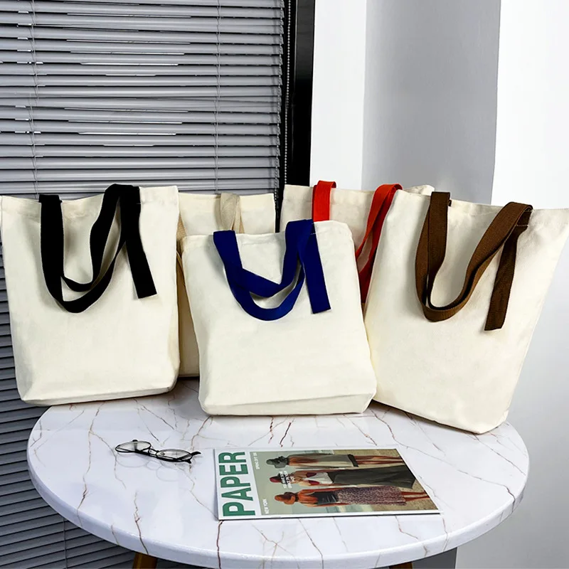Hot Sale Eco Large Capacity Simplicity Shopping Pure Color Cotton Linen Tote Bag