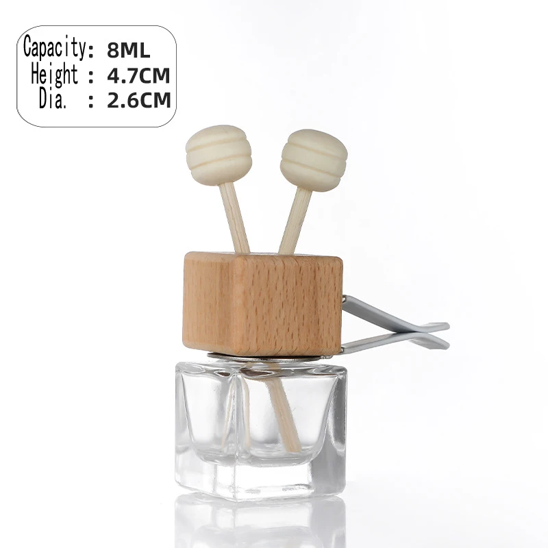 2022 Empty 8ml Car perfume Air Freshener Bottle Glass Screen Printing auto perfume Custom Cork Wooden Customized free sample