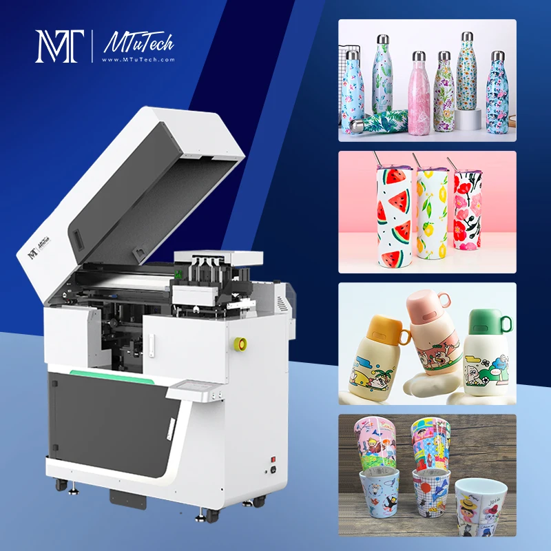 Printer Manufacturer High Speed MTuTech 360 Rotary UV Printer Printing on Water Bottle and Cylindrical Surface