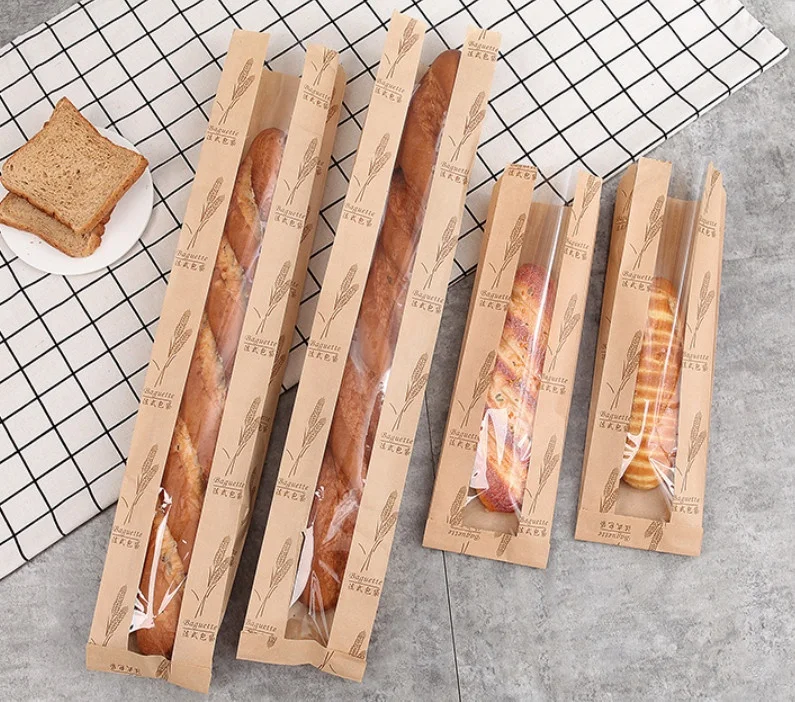 Food Packing Bag Croissant Donuts Pastry Bread Paper Bags Toast Storage Grease Proof Paper Bag for Food Takeaway