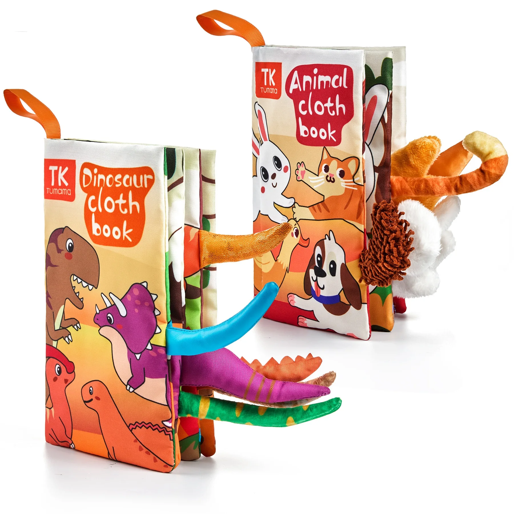 Tumama Kids Touch and Feel Soft Book Animals Tail Learning Books Toys 3D Nontoxic Fabric Educational Quiet Busy Baby Cloth Books