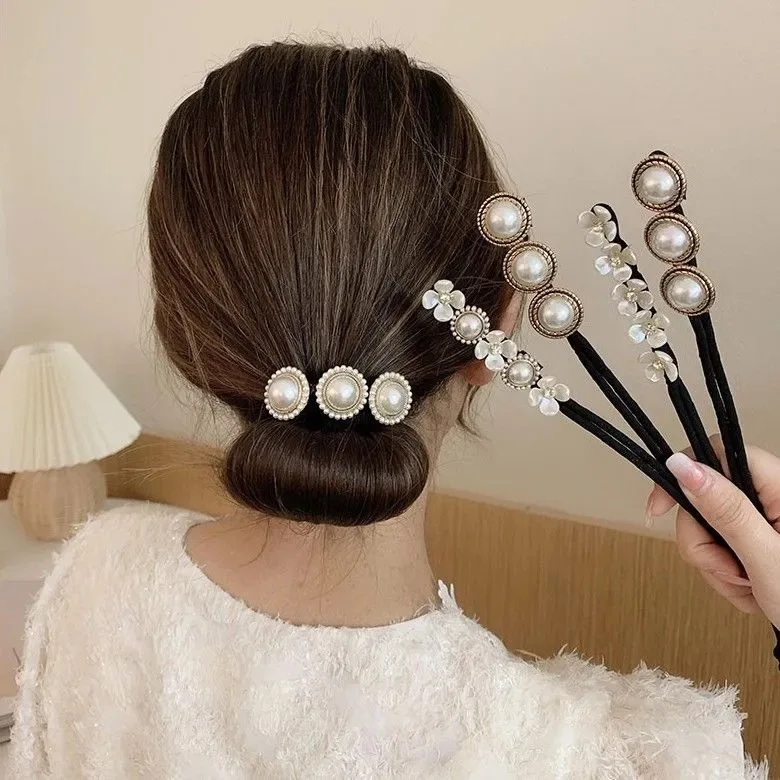 Vintage Shell Pearl Hairpin Bun Hairstyle Hair Stick Women Elegant Hair Scrunchies Flower Hair Maker Tools Accessories