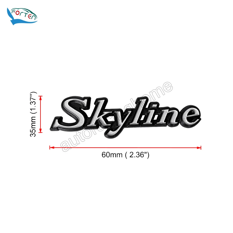 Customized Chrome Car Logo Auto Parts Sticker Car Exterior Accessories 3D Decal Nameplate Car Emblem Badge For GT SKYLINE