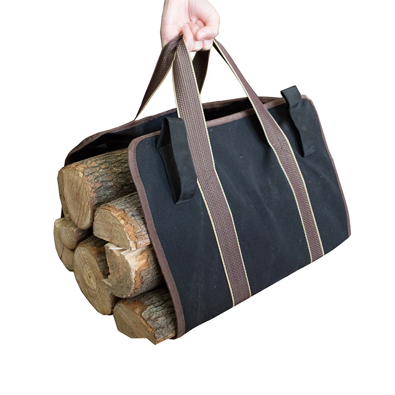Heavy Duty Durable Oxford Large Log Firewood Tote Carrier Bag with Strong Handle for Wood Carrying and Storage