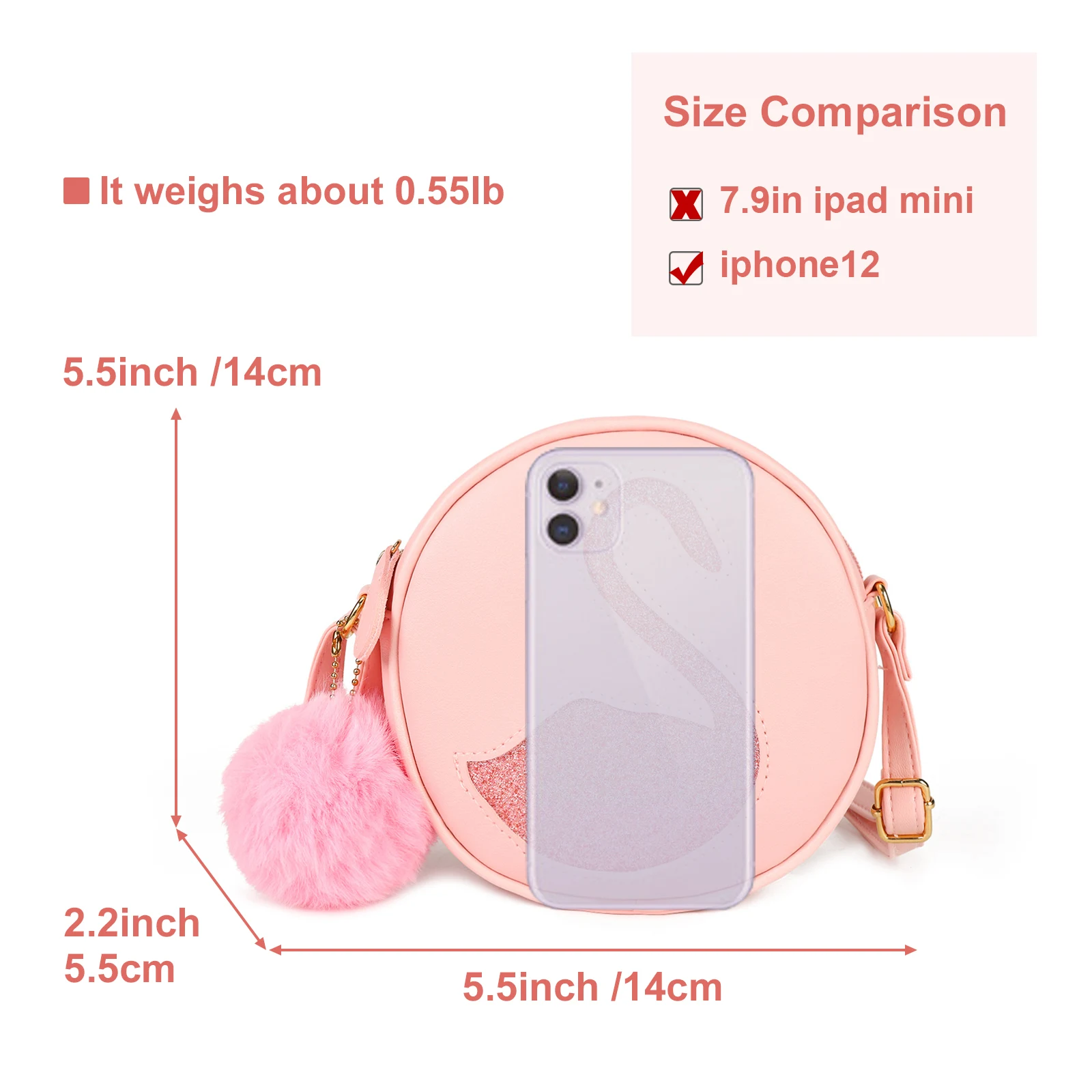 Little Girls Swan Coin Purse Wallet Cute Cartoon Crossbody Bags Mini Round Wallet Small PU Shoulder Handbag for Kids Toddlers