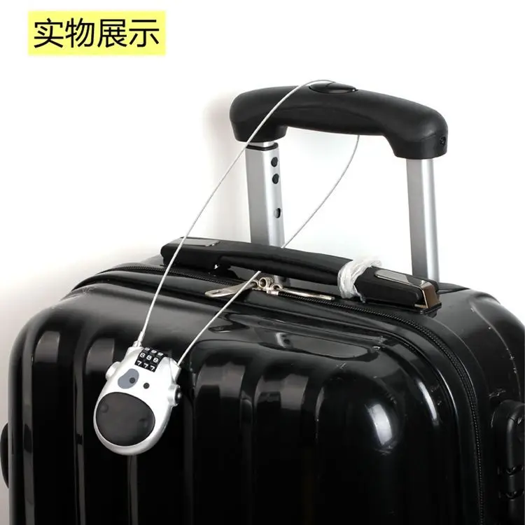 YH9126 Cow Password Padlock Luggage Metal Lock Retractable Bike Motorbike Helmet Lock