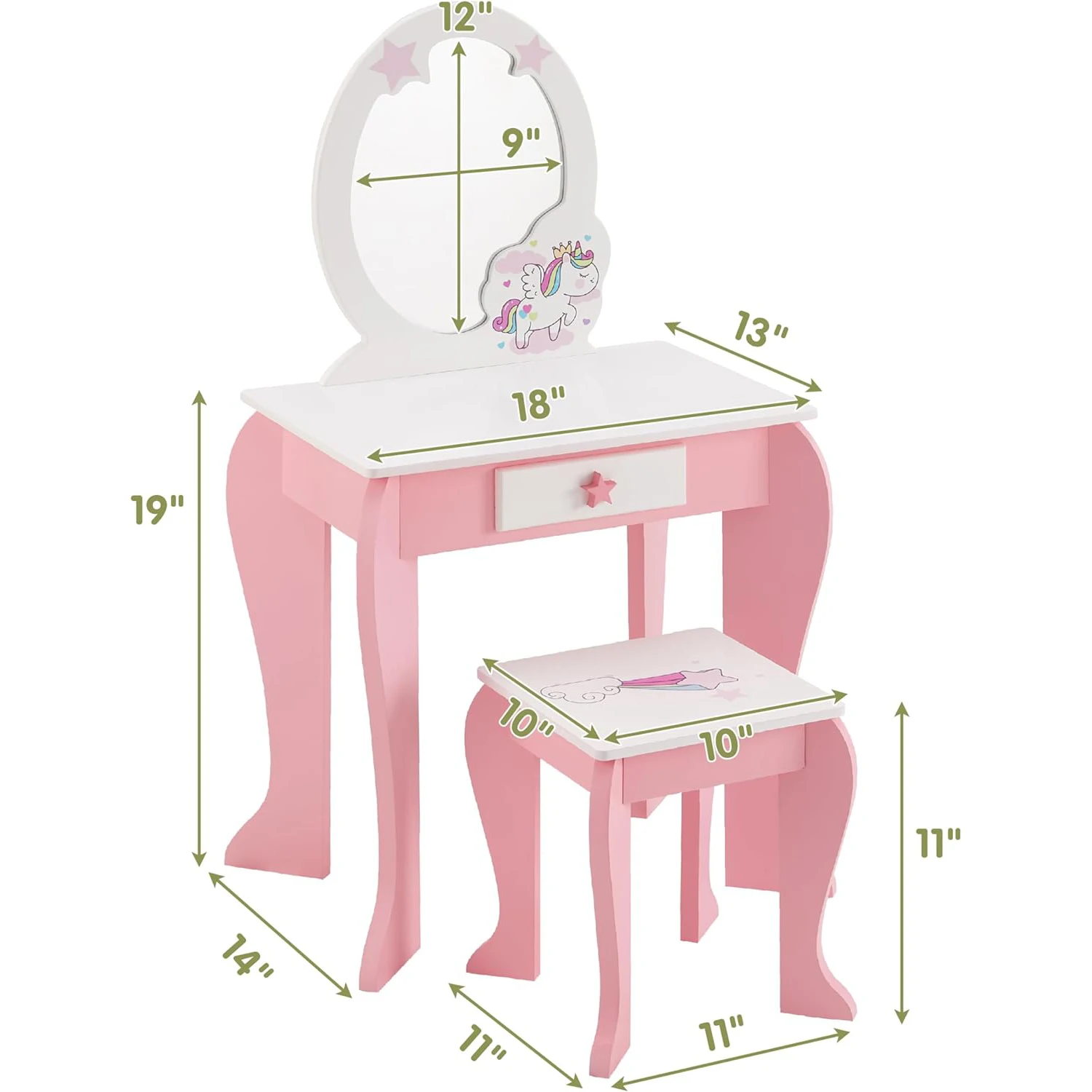 Manufacturers Customize High-Quality Princess Girl Mirror Dressing Table and Chair Ladies Makeup Fashion Dressing Table