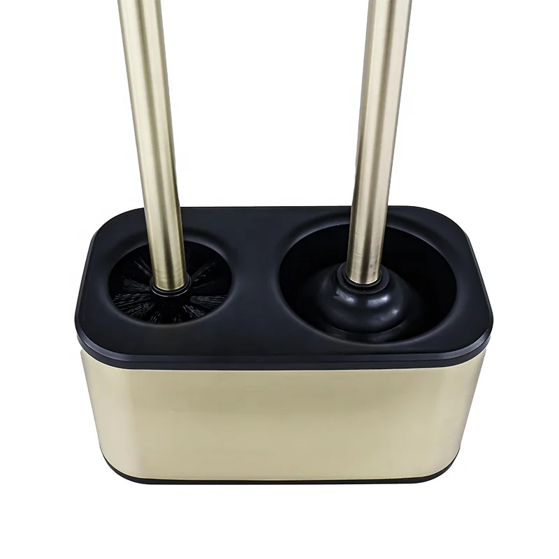 Stainless Steel Silicone Toilet Brush and Holder Toilet Plunger 2 In 1 Detachable Gold Cleaning Toilet Brush For Bathroom