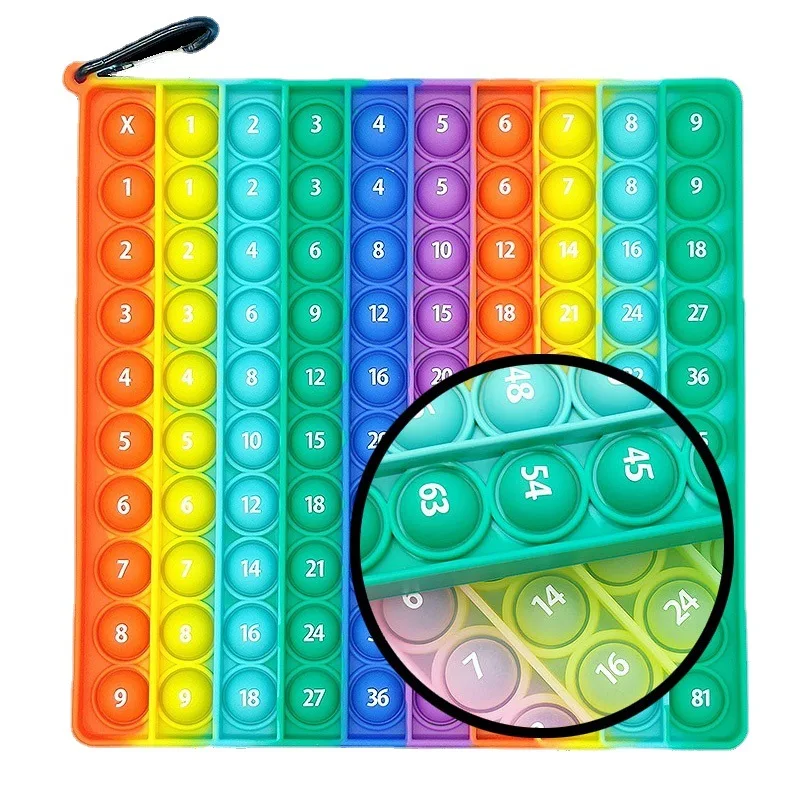 Silicone Push Bubble Fidget Pop Toys Phonics 1-200 Counting Numbers 9x9 Math Multiplication Pop Fidget Toy