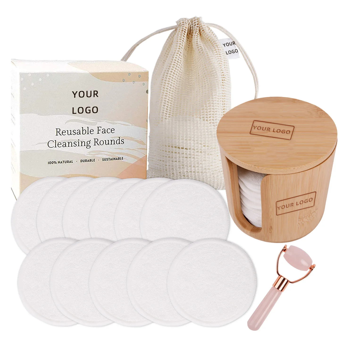 Высококачественные экологически чистые многоразовые моющиеся бамбуковые ватные тампоны OEM для снятия макияжа