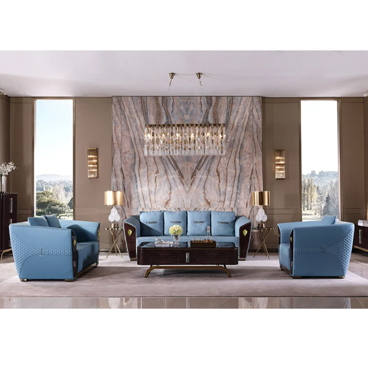 Modern Furniture Living Room Sky Blue Sofa Set Designs Sofa Furniture Sectional Sofa