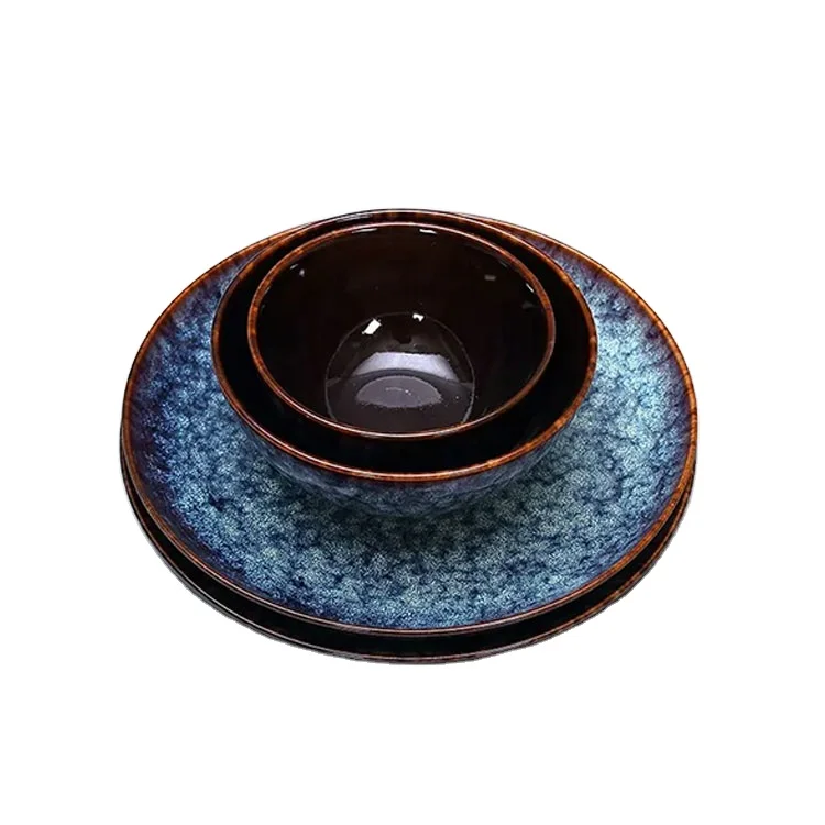 Hot Sale Country Style 6.3inch Lead-free Wearable Stoneware Soup Bowl Color Enamel Serving Salad Ceramic Bowl