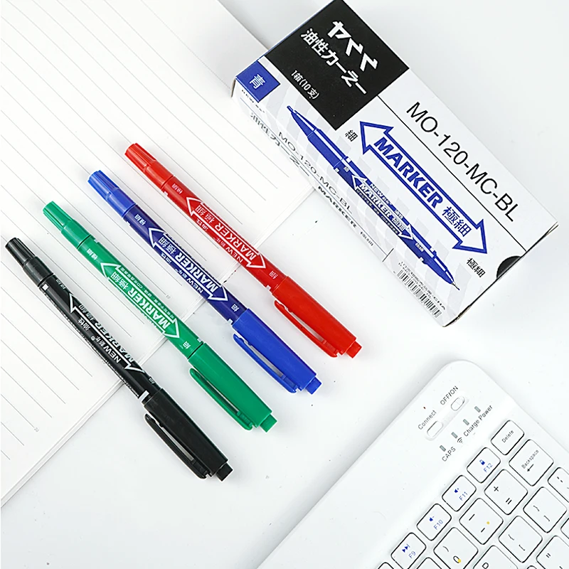High quality marcadores doble punta long lasting write smooth wholesale bulk double sided permanent marker pen caneta permanente
