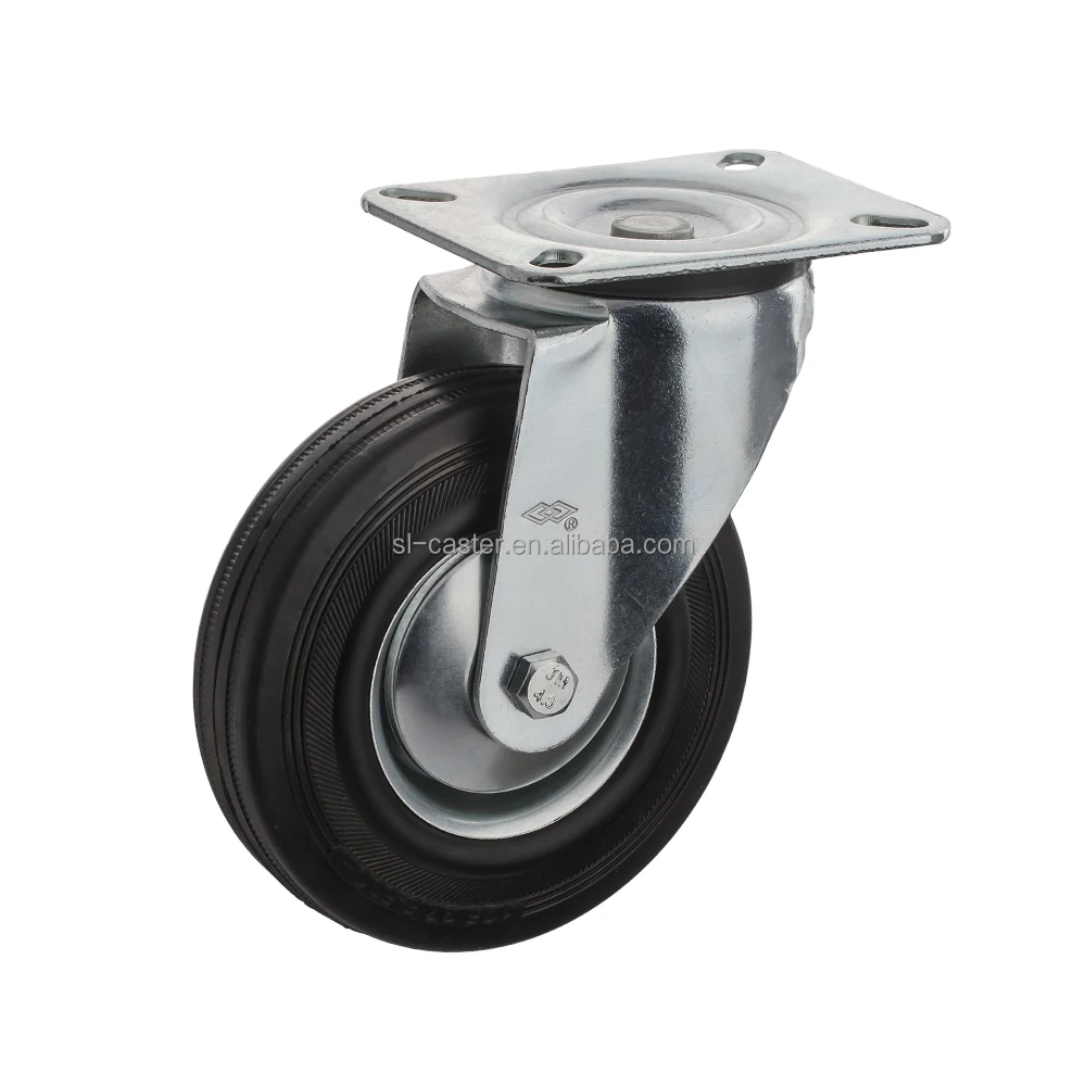 European type black 3.2inch elastic rubber industrial caster roulettes pour chariots heavy duty 100mm casters